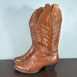 Vintage Sanders 50007 Brown Leather Handcrafted Western Boots Mens 10.5 D